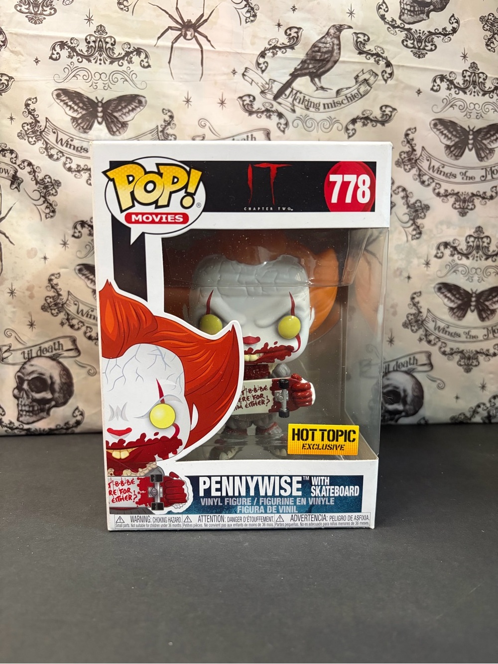 IT Pennywise with Skateboard Funko Pop! Hot Topic Exclusive Movies 778